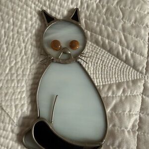 Stained Glass Cat Suncatcher - Black and White
